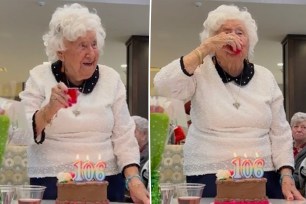 Hackman taking a shot on her 106 birthday.