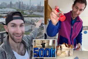 Collage featuring Matt Riddlehoover with a shaker and Ariel Schulman against a city backdrop