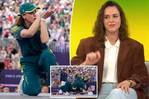 Australian B-Girl Raygun, Rachael Gunn, competing at the breaking competition during the 2024 Summer Olympics in Paris, France