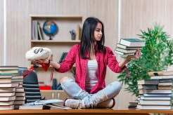 A young woman tries to balance finances and education.