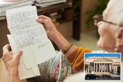 Elderly woman reading cursive and national archives