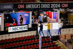 NBC News, MSNBC, and CNN signage