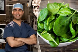 Dr. Rasouli shared his recipe thaDr. Rasouli (left) and spinach (right)t's good for fighting dementia.