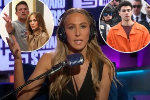 Nikki Glaser cut jokes about Ben Affleck and Luigi Mangione from Golden Globes 2025 monologue. Here, Nikki Glazer in the middle, Ben Affleck and Jennifer Lopez on the left, and Luigi Mangione on the right.